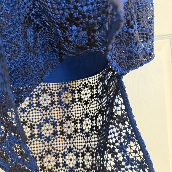 Sandro Paris Lagon Skirt Royal Blue Size 3 (30” Waist) Lace Crochet Overlay - Picture 4 of 10